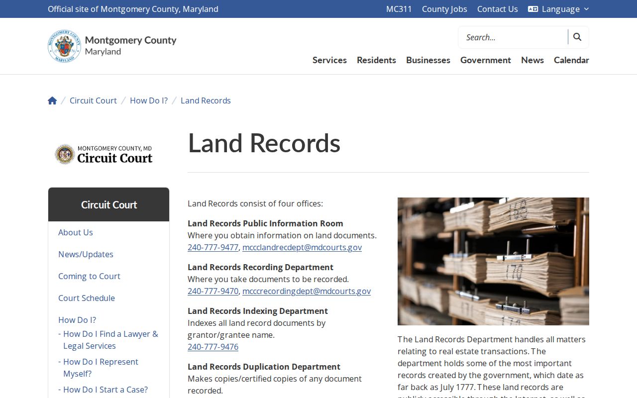 Gaithersburg public records access through Montgomery County Land Records